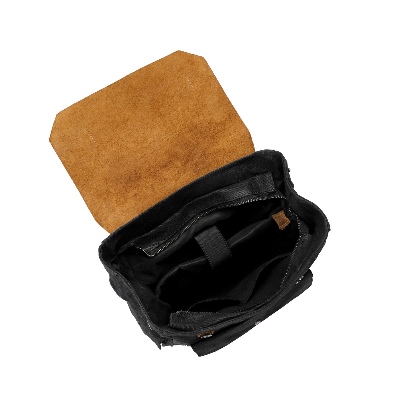 ALI - Sac à dos en cuir véritable et toile enduite - Noir