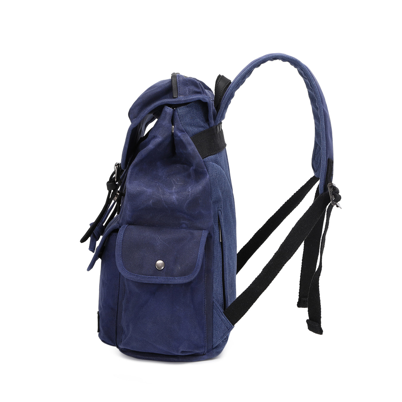 BILL - Sac à dos en cuir véritable et toile enduite - Bleu