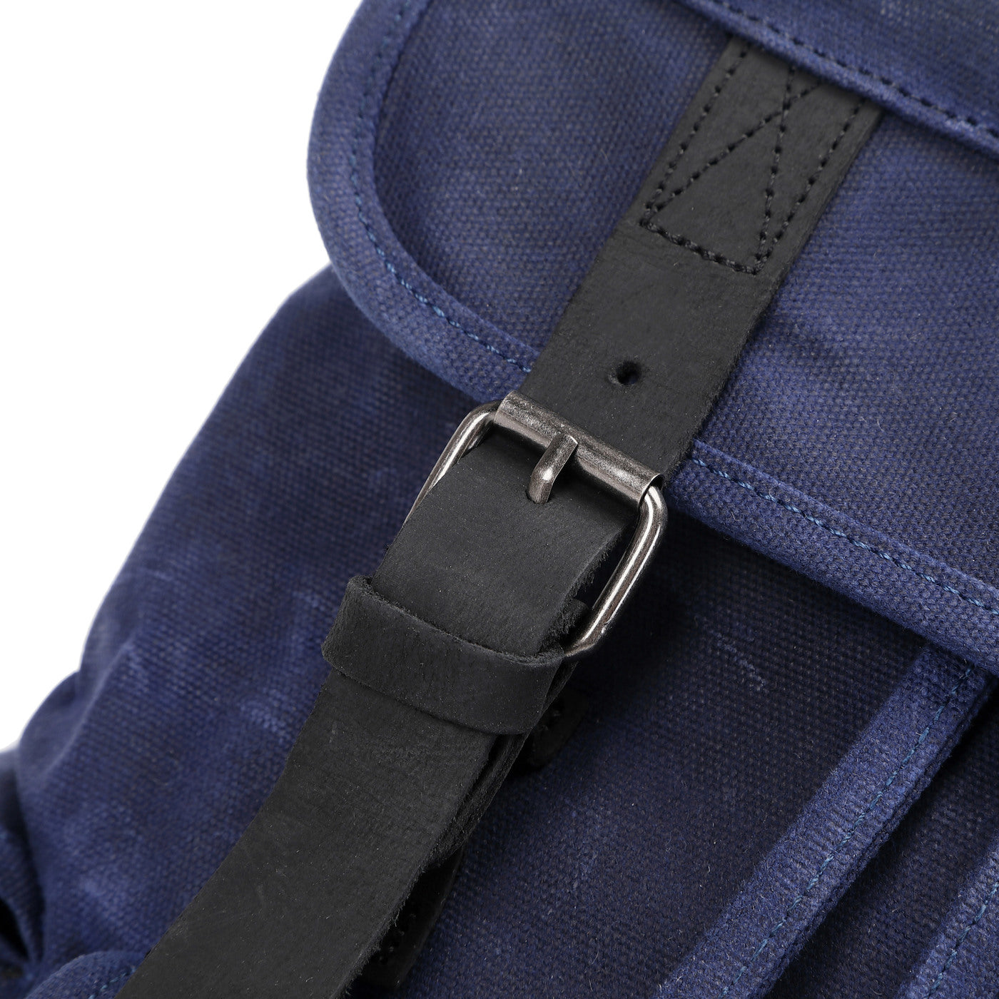 BILL - Sac à dos en cuir véritable et toile enduite - Bleu