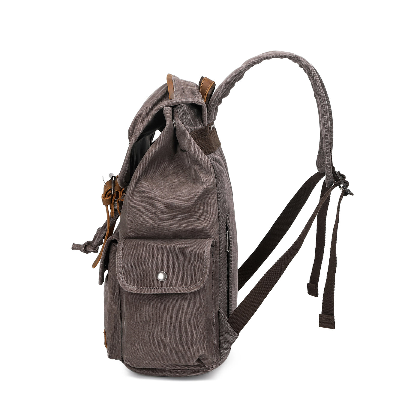 BILL - Sac à dos en cuir véritable et toile enduite - Gris