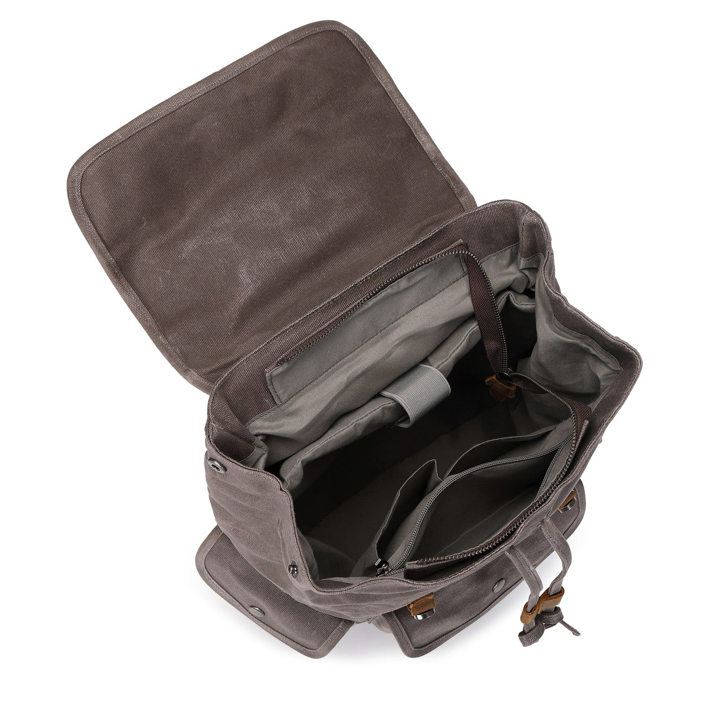 BILL - Sac à dos en cuir véritable et toile enduite - Gris