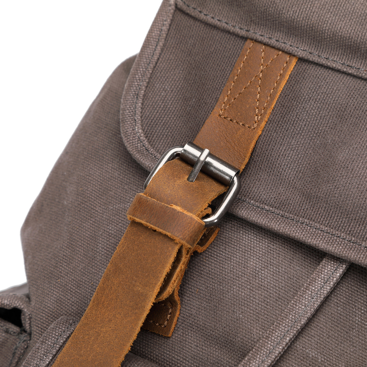 BILL - Sac à dos en cuir véritable et toile enduite - Gris