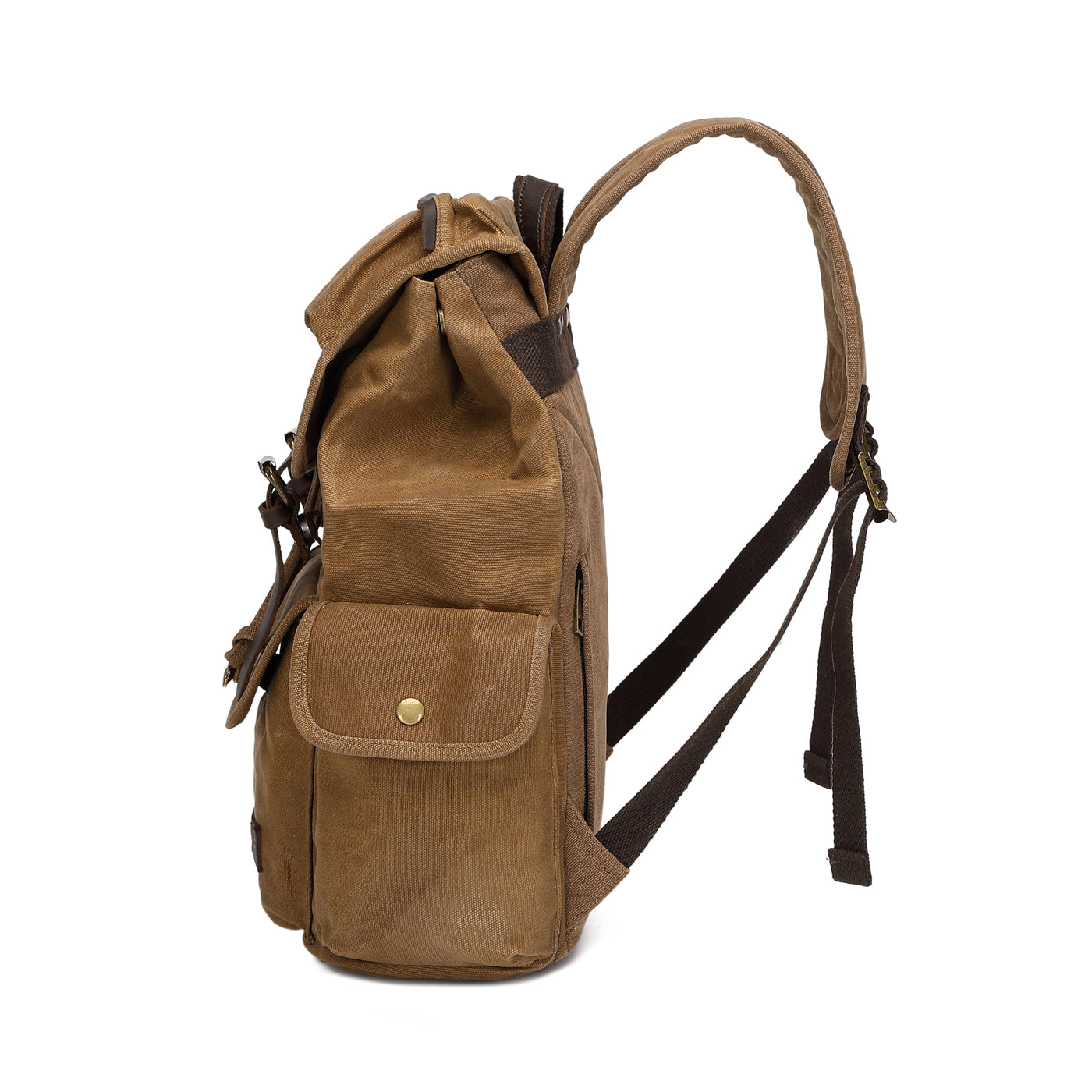 BILL - Sac à dos en cuir véritable et toile enduite - Camel