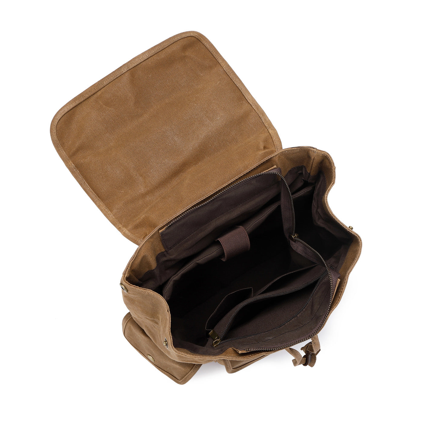 BILL - Sac à dos en cuir véritable et toile enduite - Camel