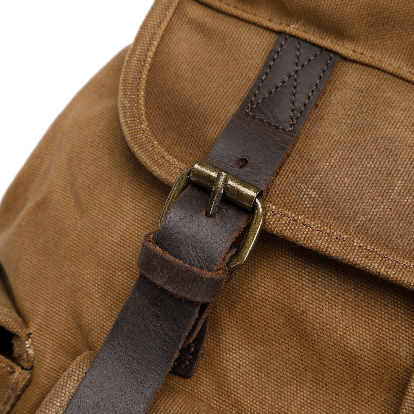 BILL - Sac à dos en cuir véritable et toile enduite - Camel