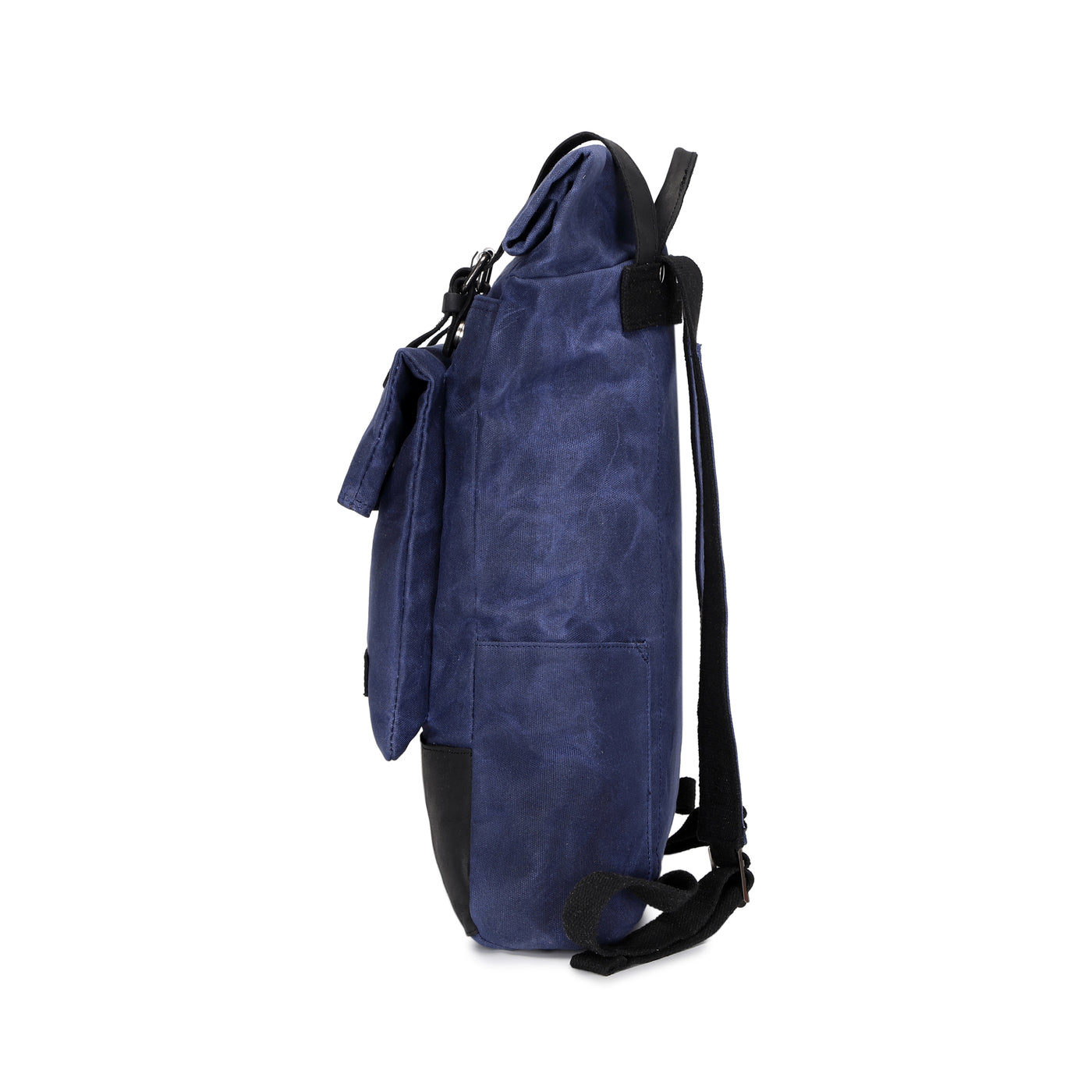 JACK - Sac à dos en cuir véritable et toile enduite - Bleu