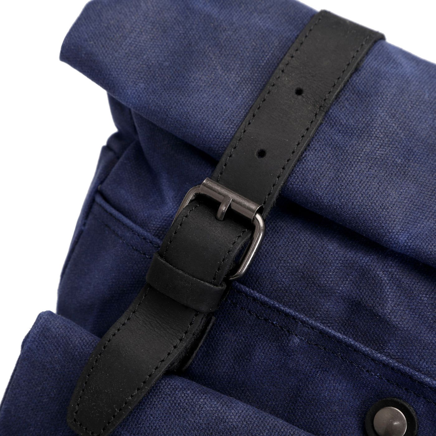 JACK - Sac à dos en cuir véritable et toile enduite - Bleu