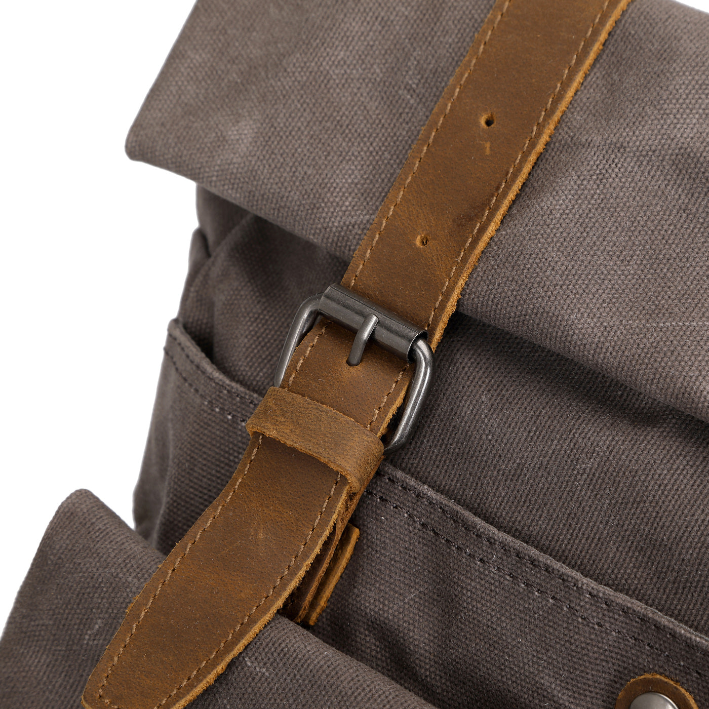 JACK - Sac à dos en cuir véritable et toile enduite - Gris