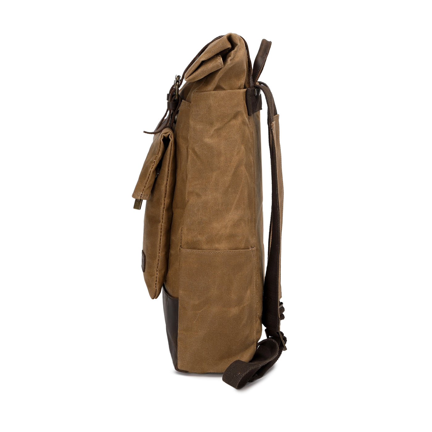 JACK - Sac à dos en cuir véritable et toile enduite - Camel