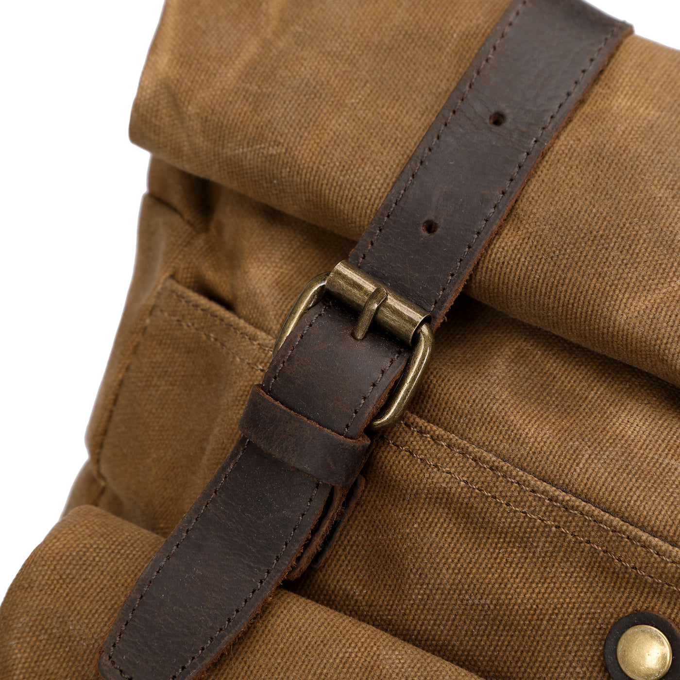 JACK - Sac à dos en cuir véritable et toile enduite - Camel