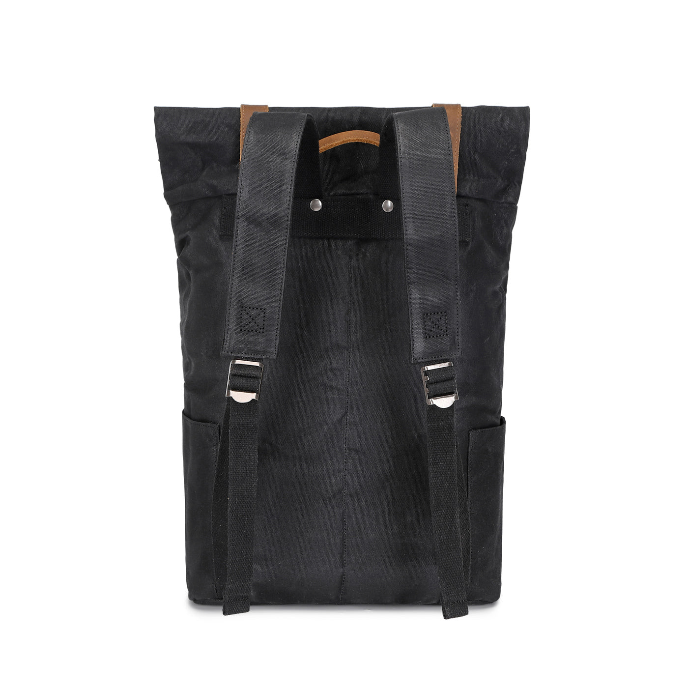 JACK - Sac à dos en cuir véritable et toile enduite - Noir