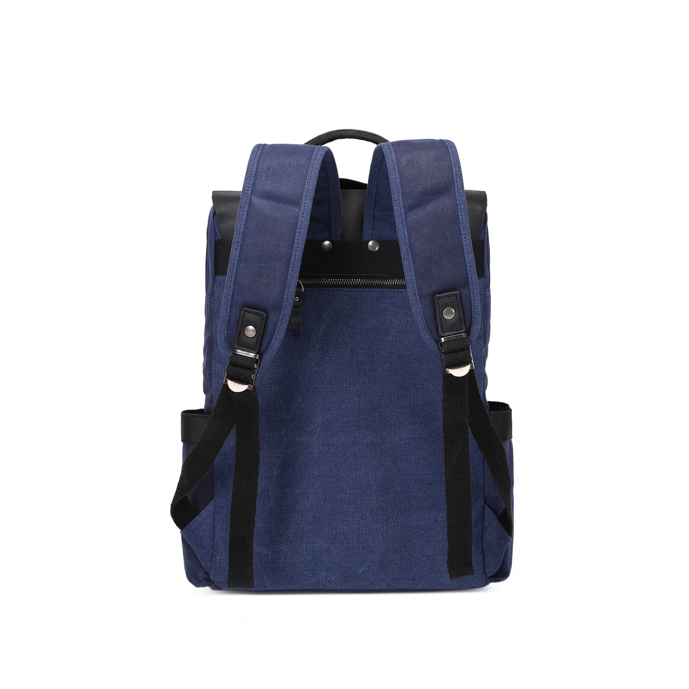 ED - Sac à dos en cuir véritable et toile enduite - Bleu