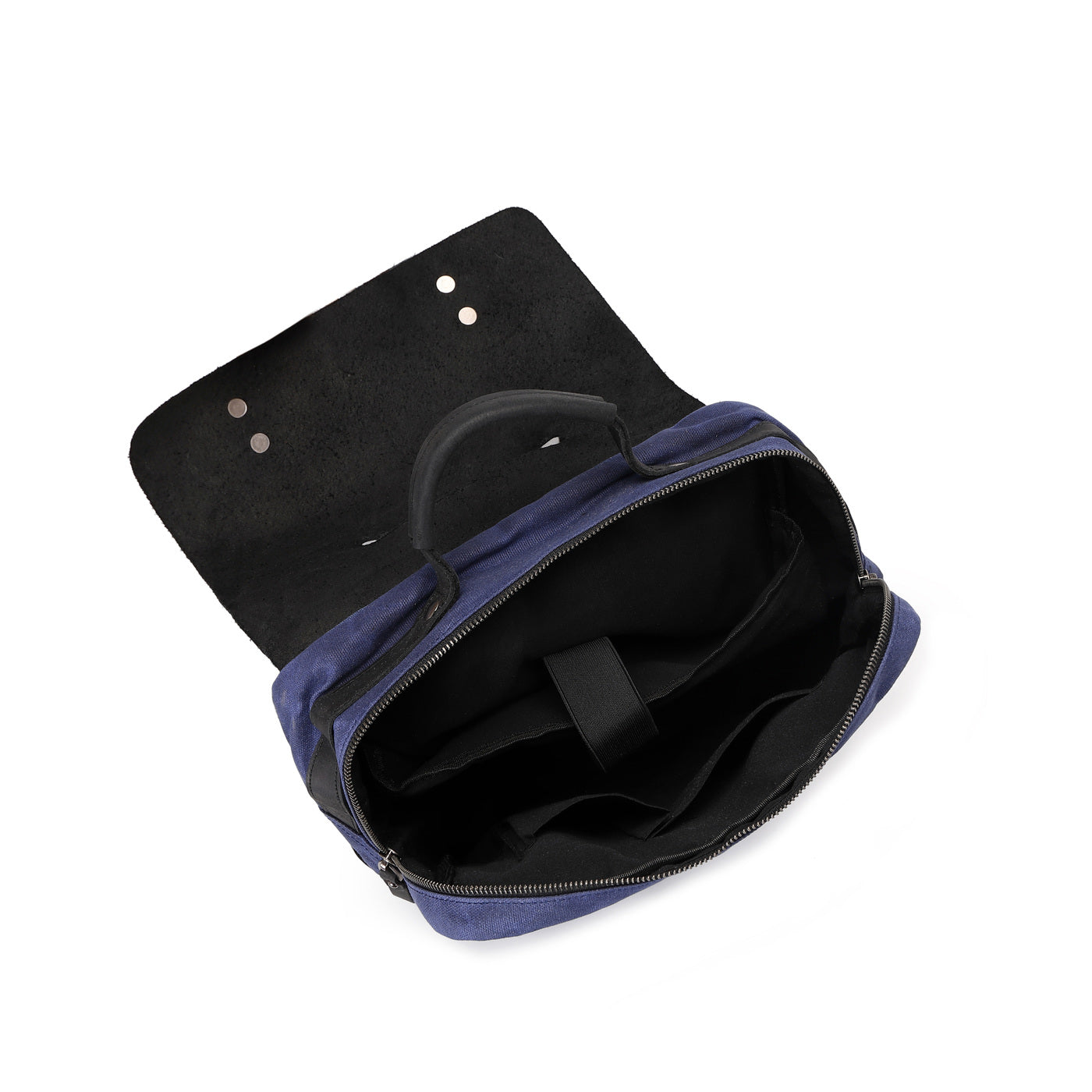 ED - Sac à dos en cuir véritable et toile enduite - Bleu