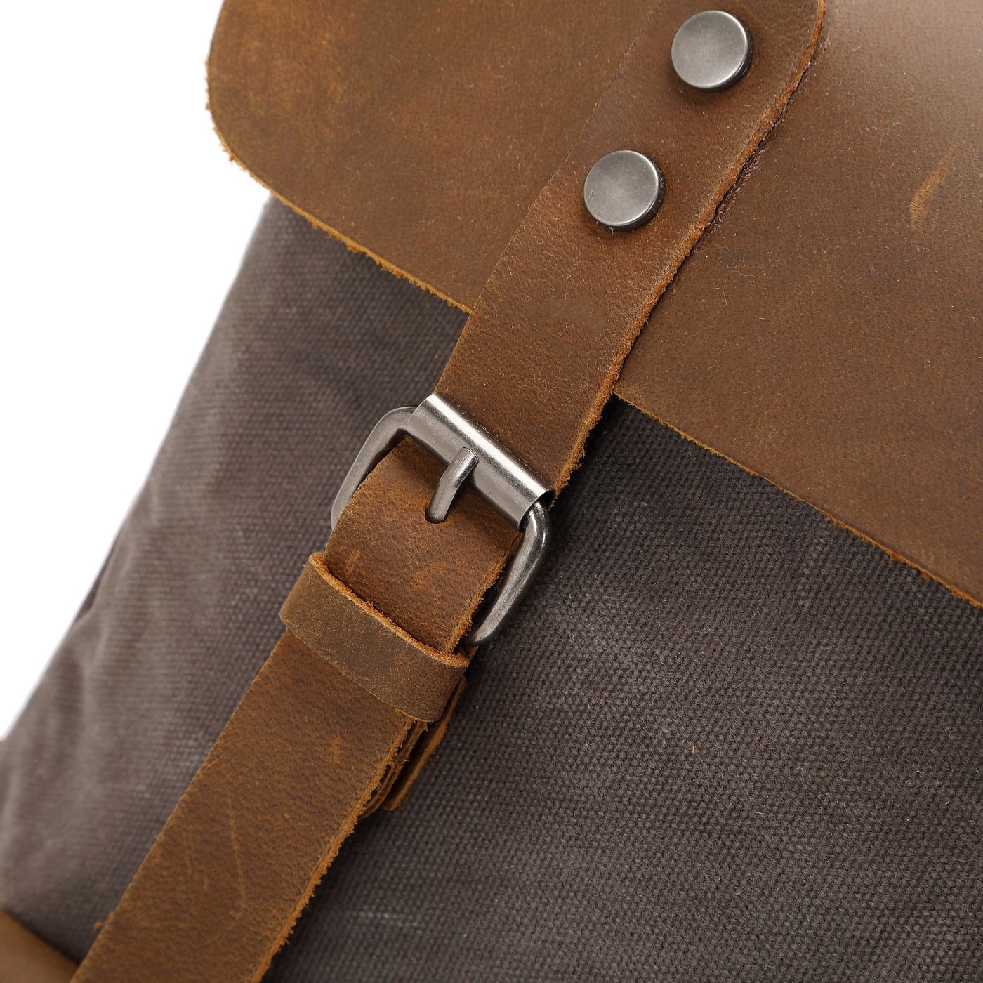 ED - Sac à dos en cuir véritable et toile enduite - Gris