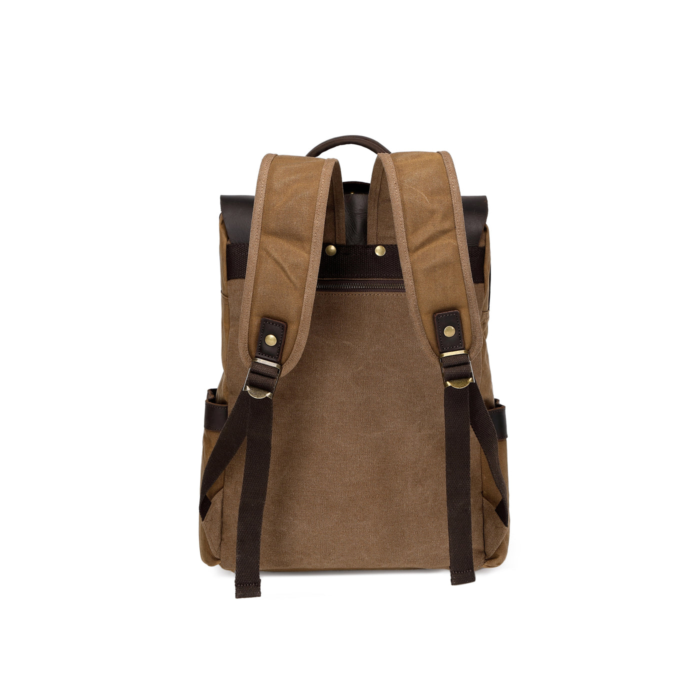 ED - Sac à dos en cuir véritable et toile enduite - Camel