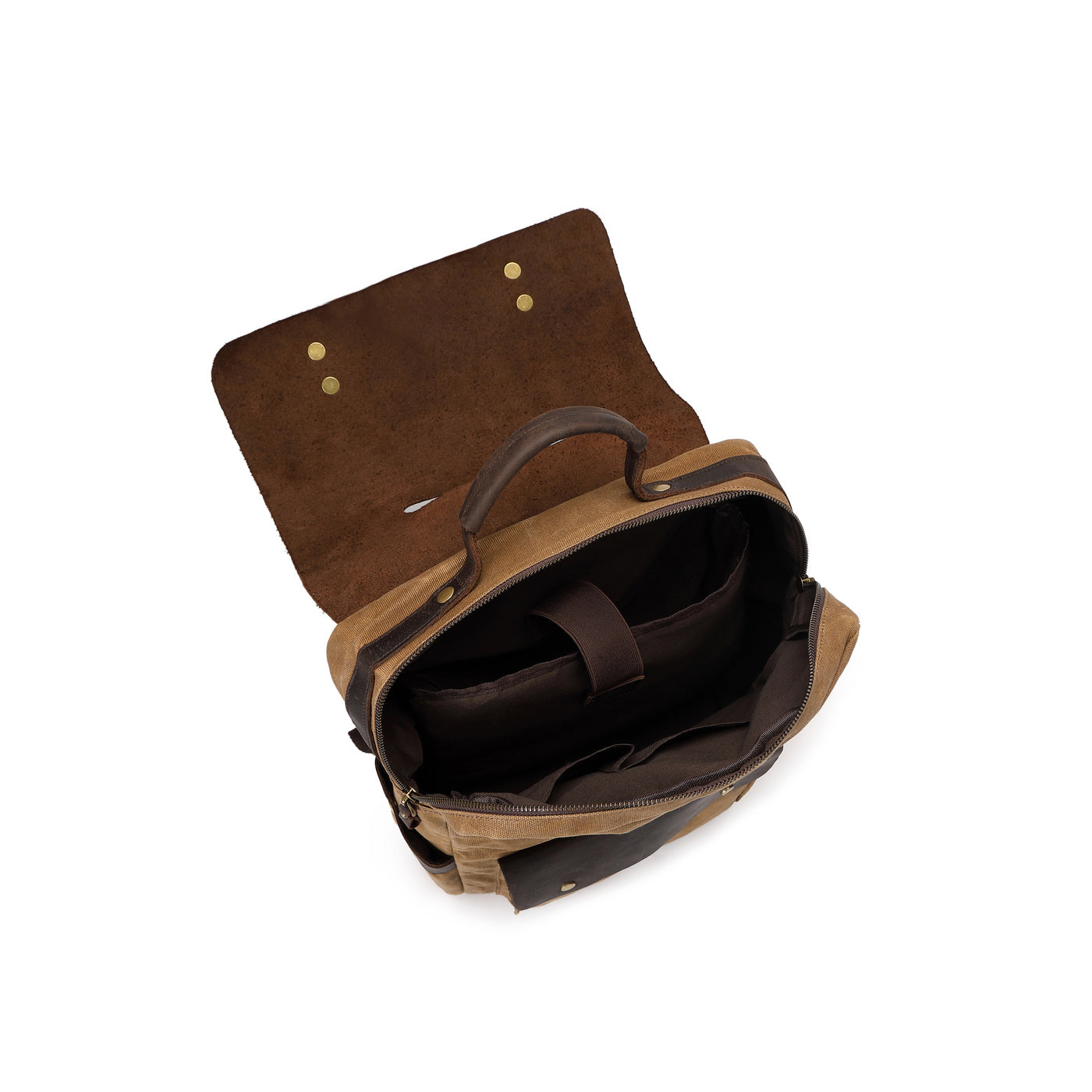 ED - Sac à dos en cuir véritable et toile enduite - Camel