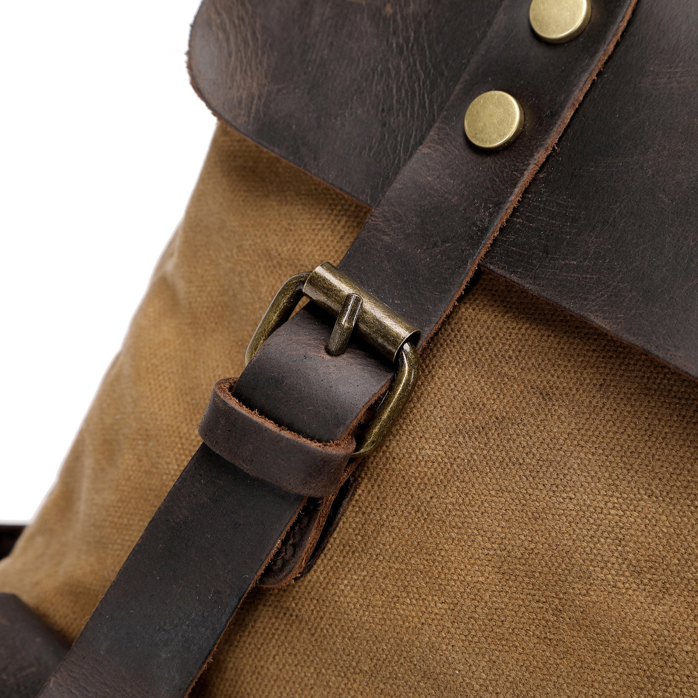 ED - Sac à dos en cuir véritable et toile enduite - Camel