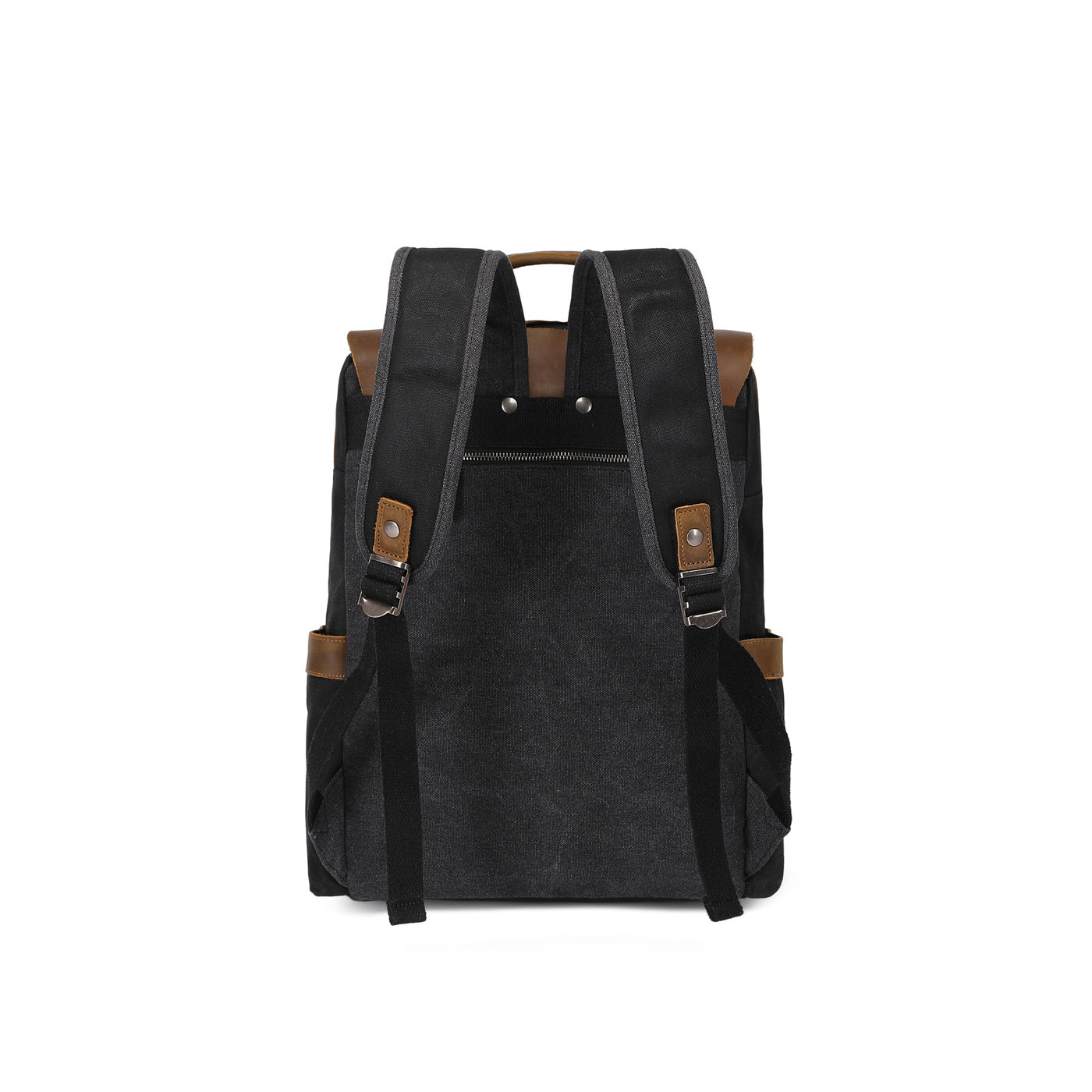ED - Sac à dos en cuir véritable et toile enduite - Noir