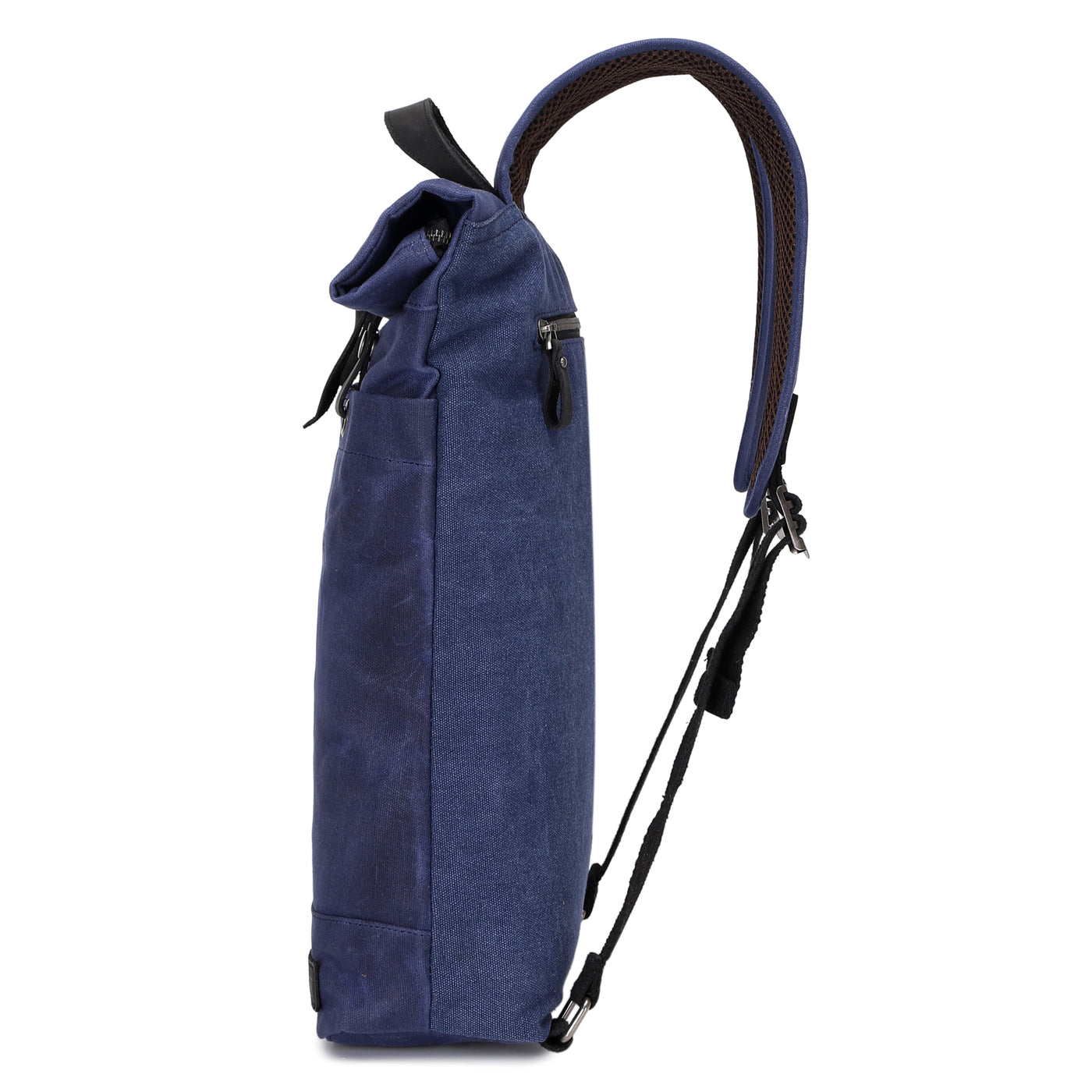 STAN - Sac à dos en cuir véritable et toile enduite - Bleu