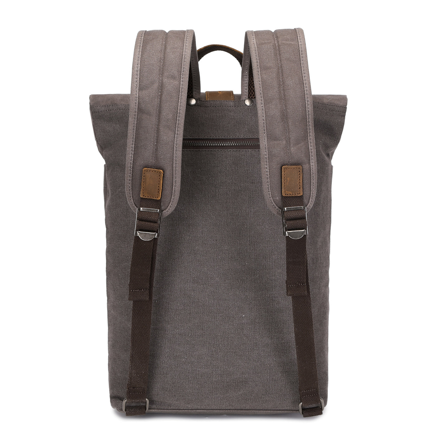 STAN - Sac à dos en cuir véritable et toile enduite - Gris
