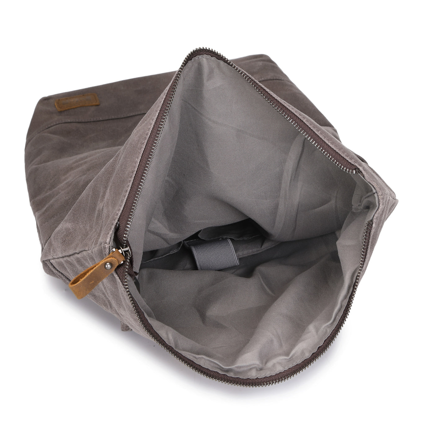 STAN - Sac à dos en cuir véritable et toile enduite - Gris