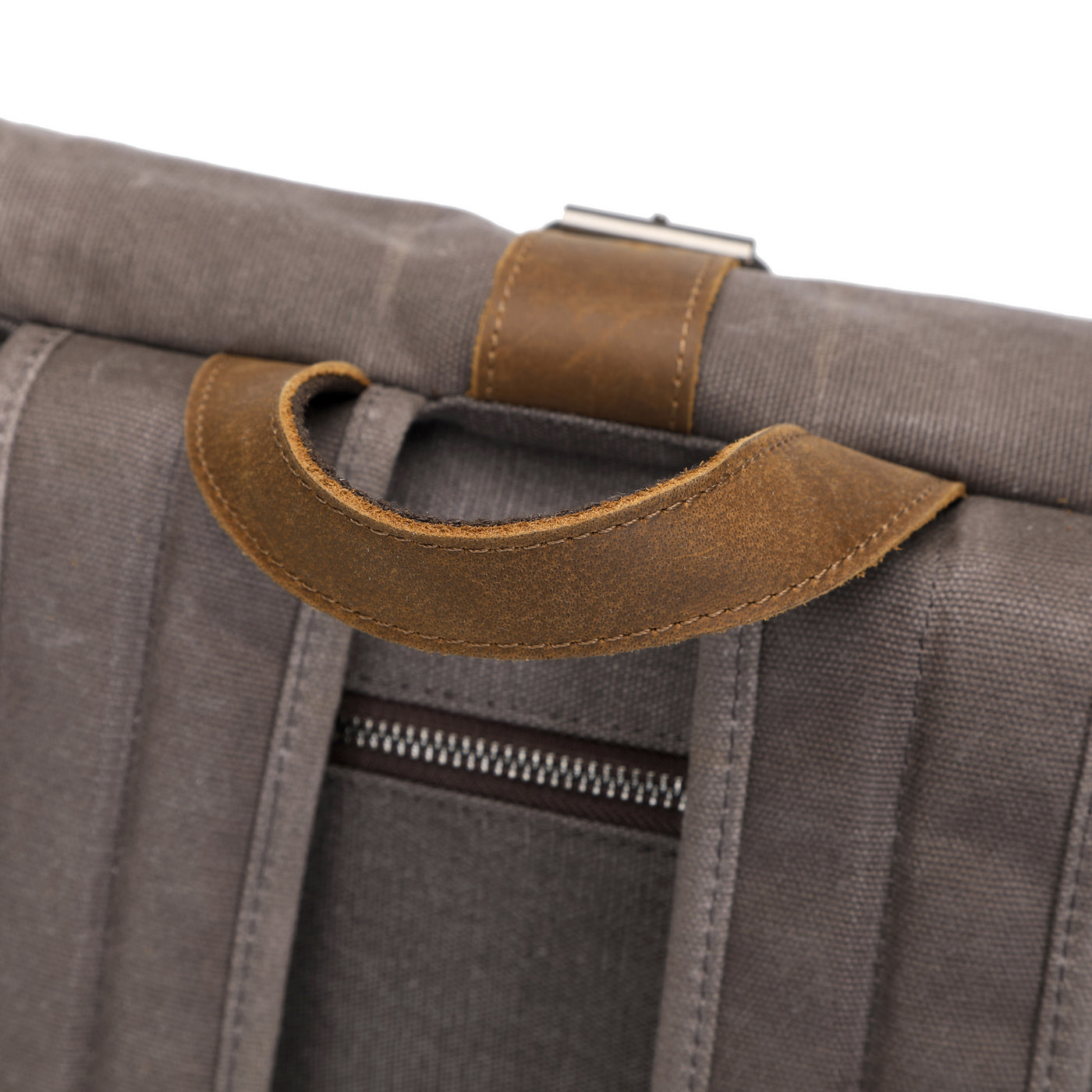 STAN - Sac à dos en cuir véritable et toile enduite - Gris