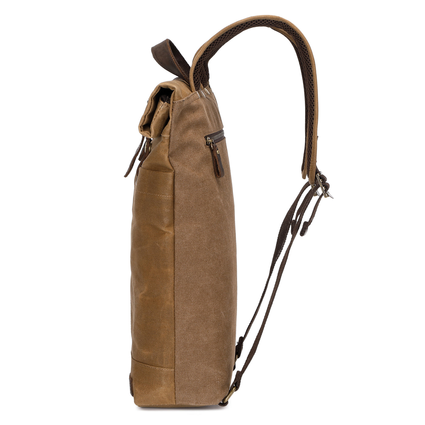 STAN - Sac à dos en cuir véritable et toile enduite - Camel