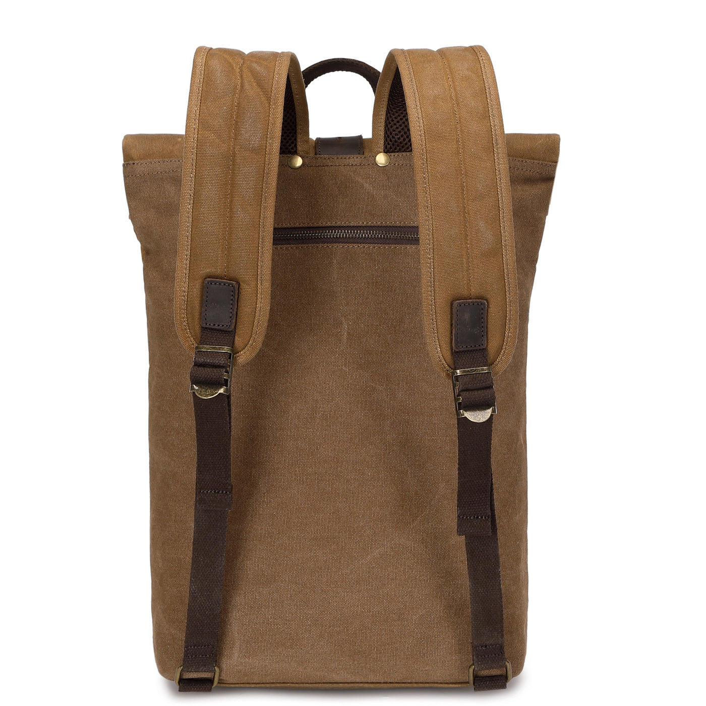 STAN - Sac à dos en cuir véritable et toile enduite - Camel