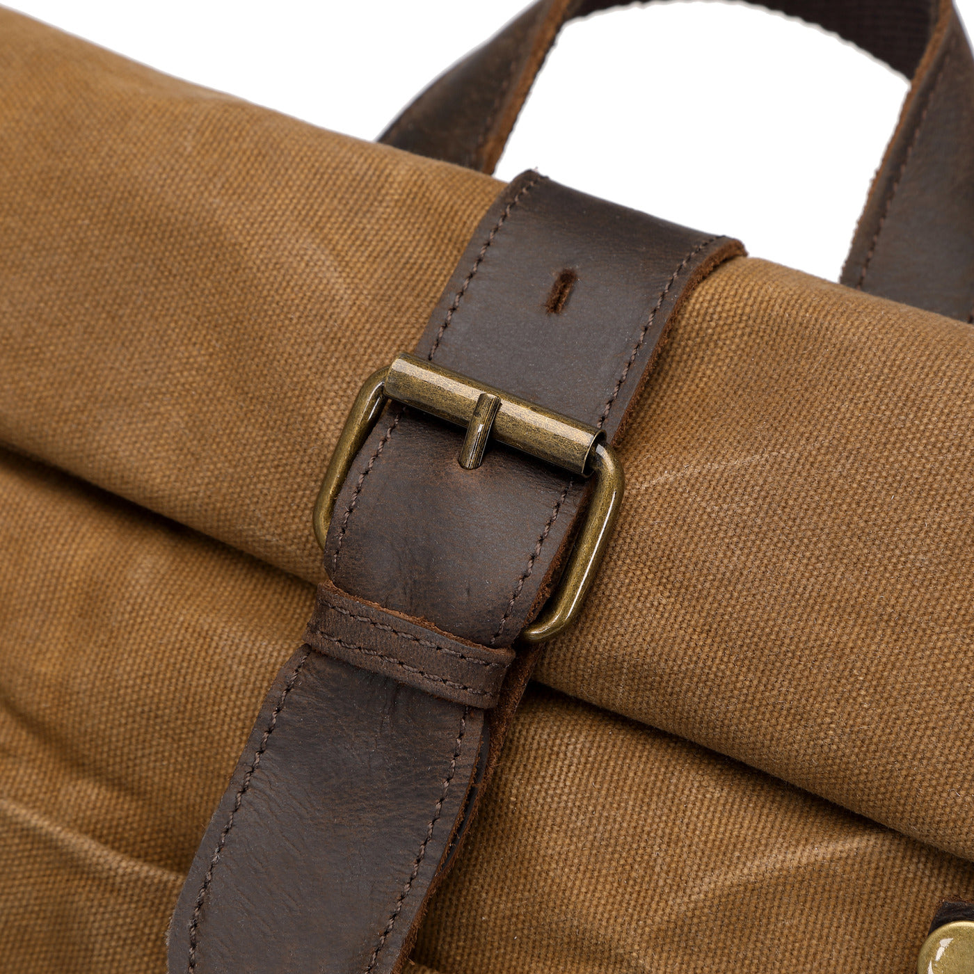 STAN - Sac à dos en cuir véritable et toile enduite - Camel