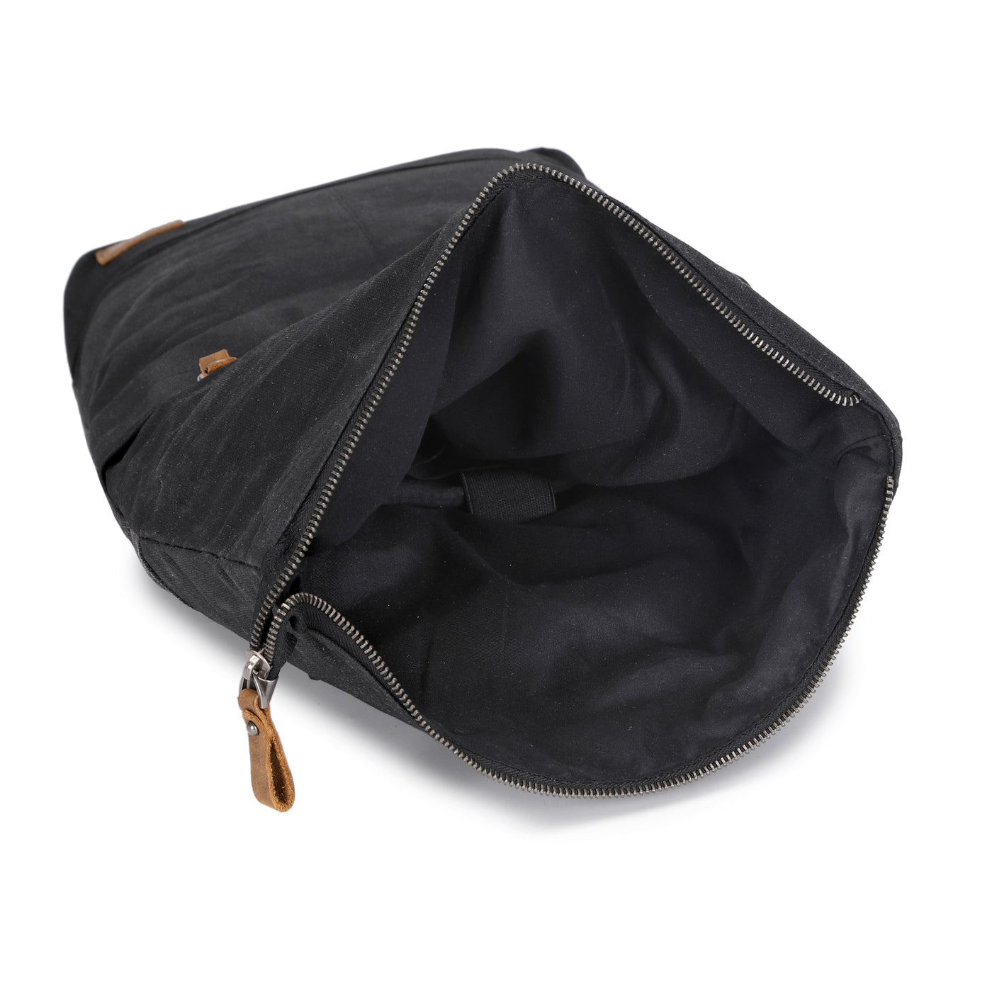 STAN - Sac à dos en cuir véritable et toile enduite - Noir