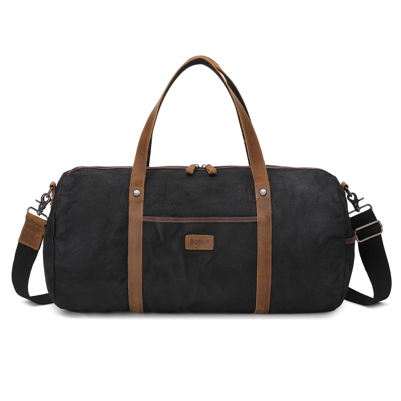 FERDI - Sac polochon en cuir véritable et toile enduite - Noir