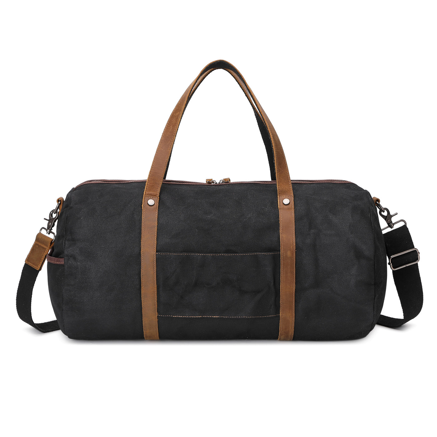 FERDI - Sac polochon en cuir véritable et toile enduite - Noir