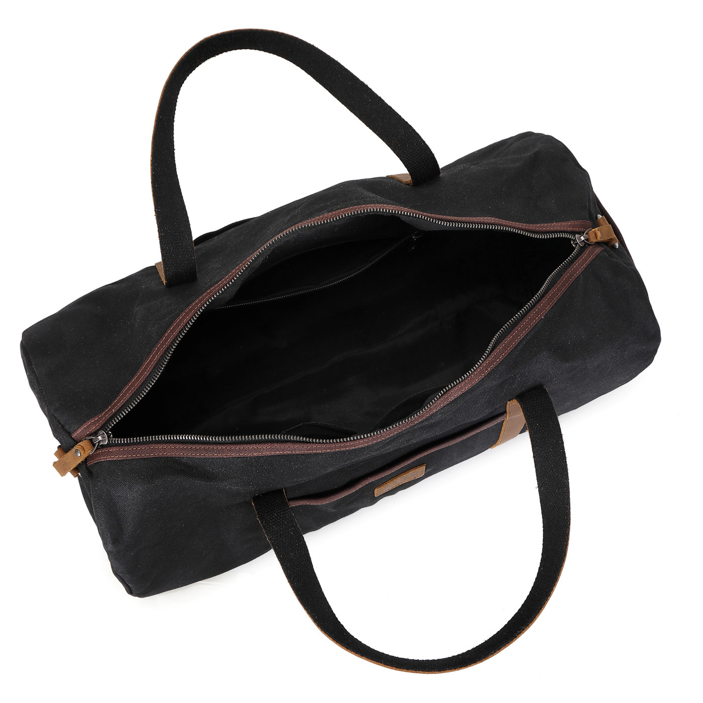 FERDI - Sac polochon en cuir véritable et toile enduite - Noir