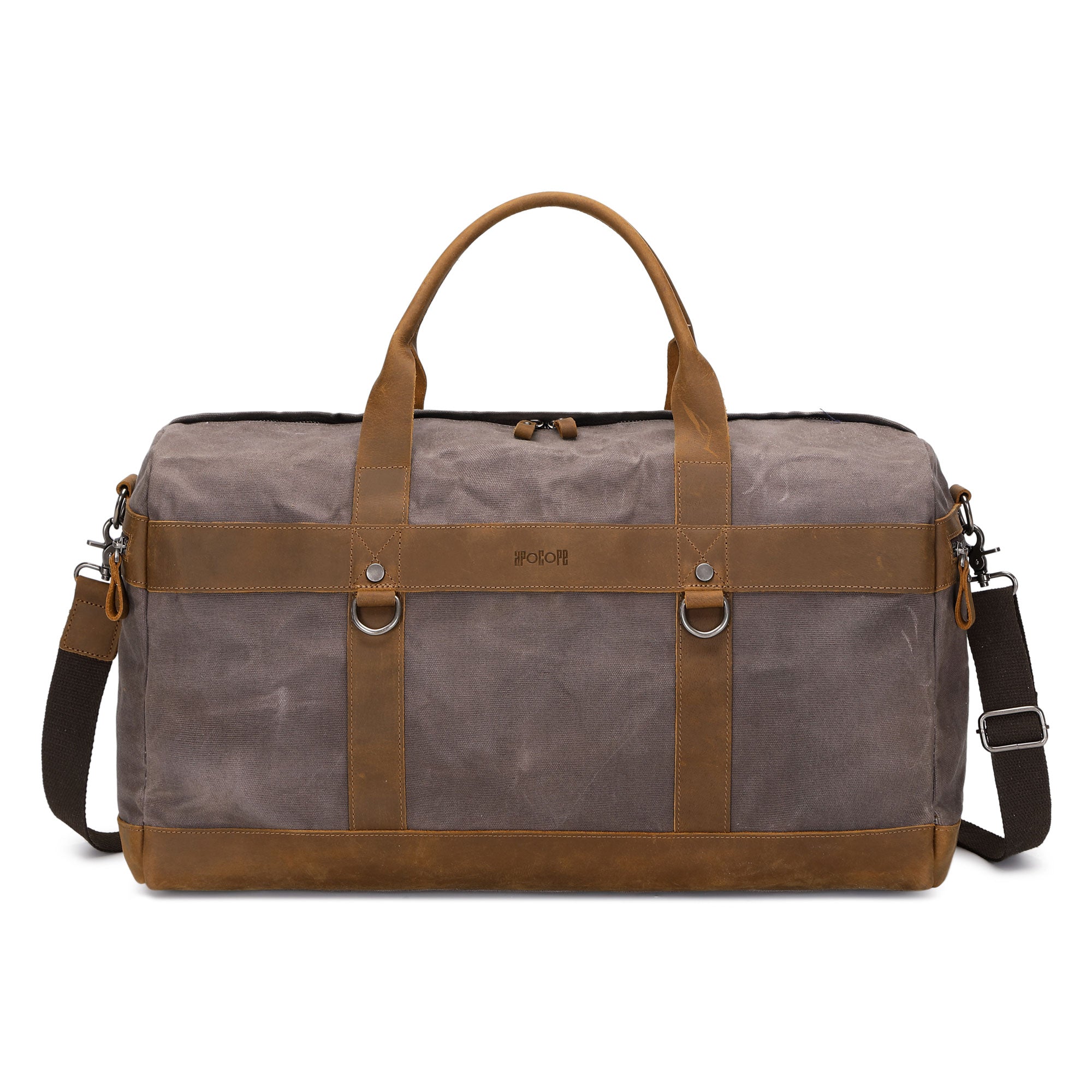 VLAD - Sac de voyage en cuir véritable et toile enduite - Gris