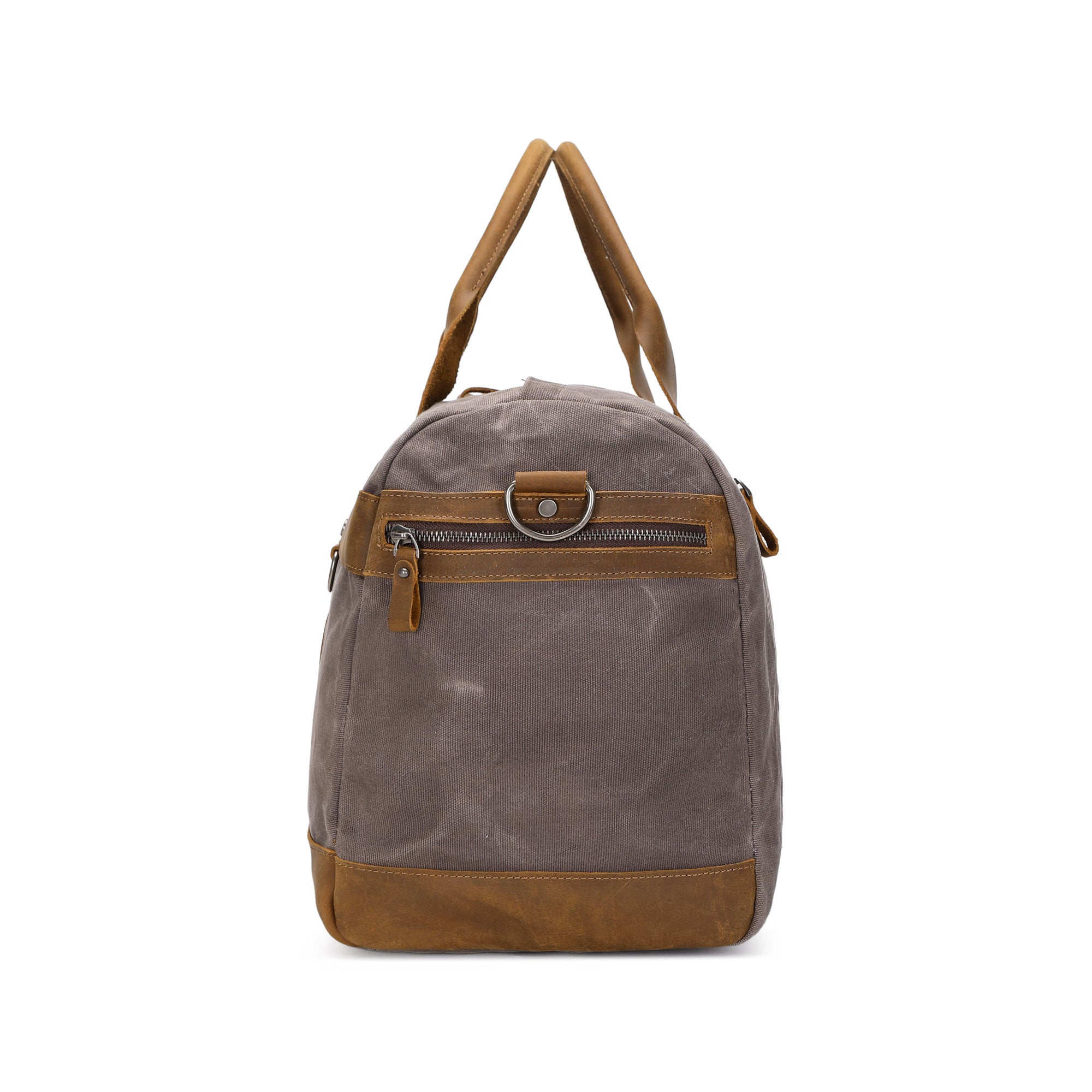 VLAD - Sac de voyage en cuir véritable et toile enduite - Gris