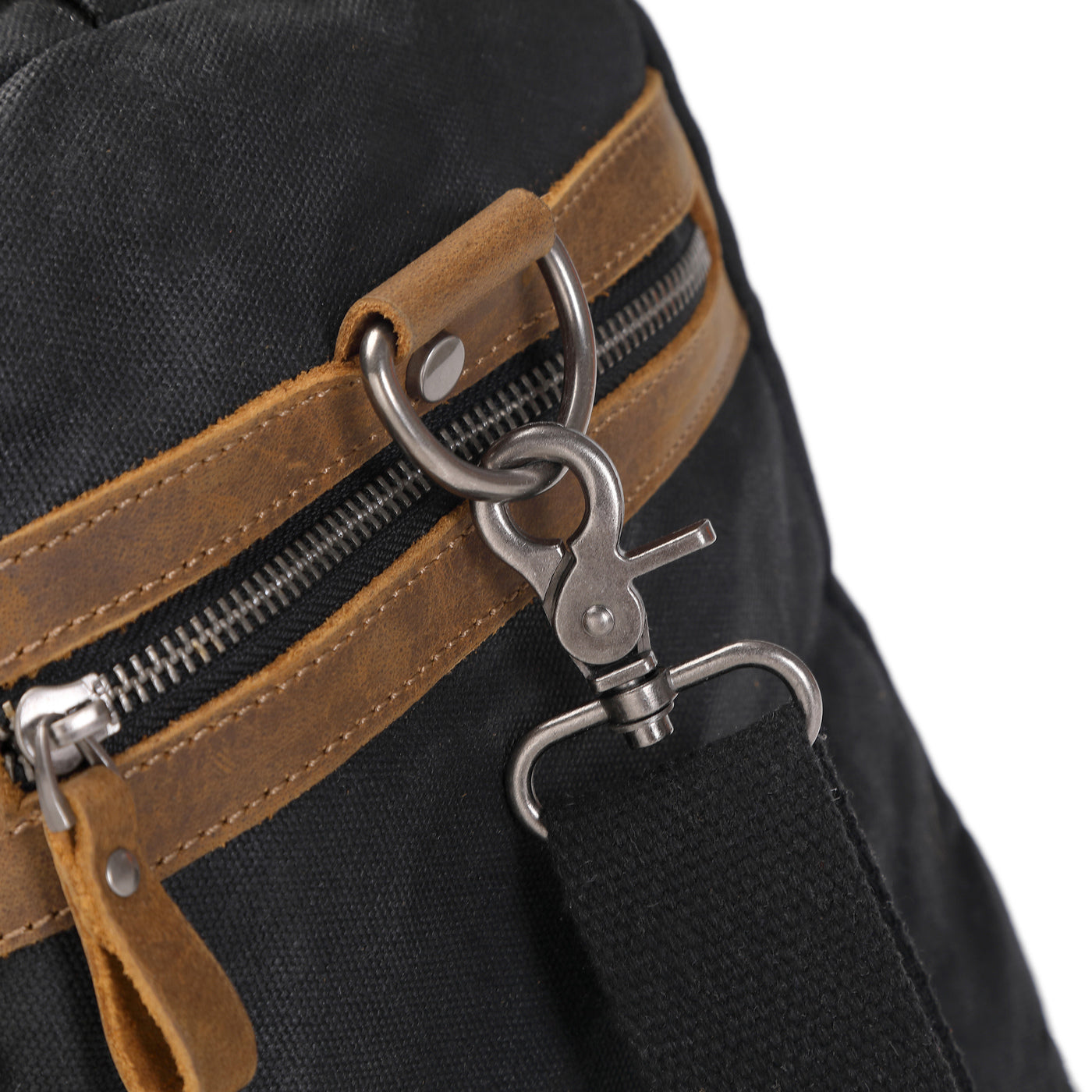 VLAD - Sac de voyage en cuir véritable et toile enduite - Noir