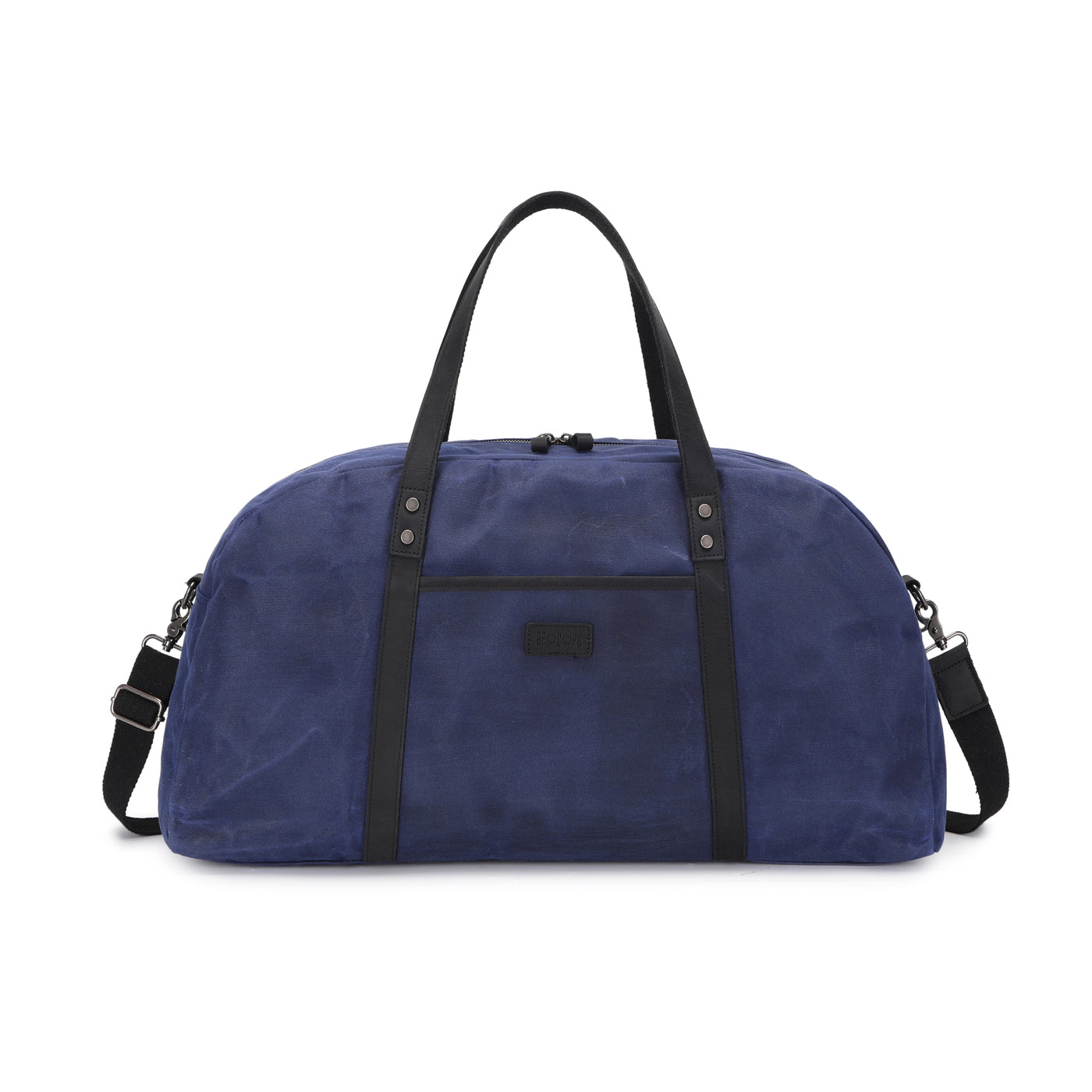 Sac De Voyage En Toile Bleu Marine Et Cuir - Très Bon état - Marque Inconnue