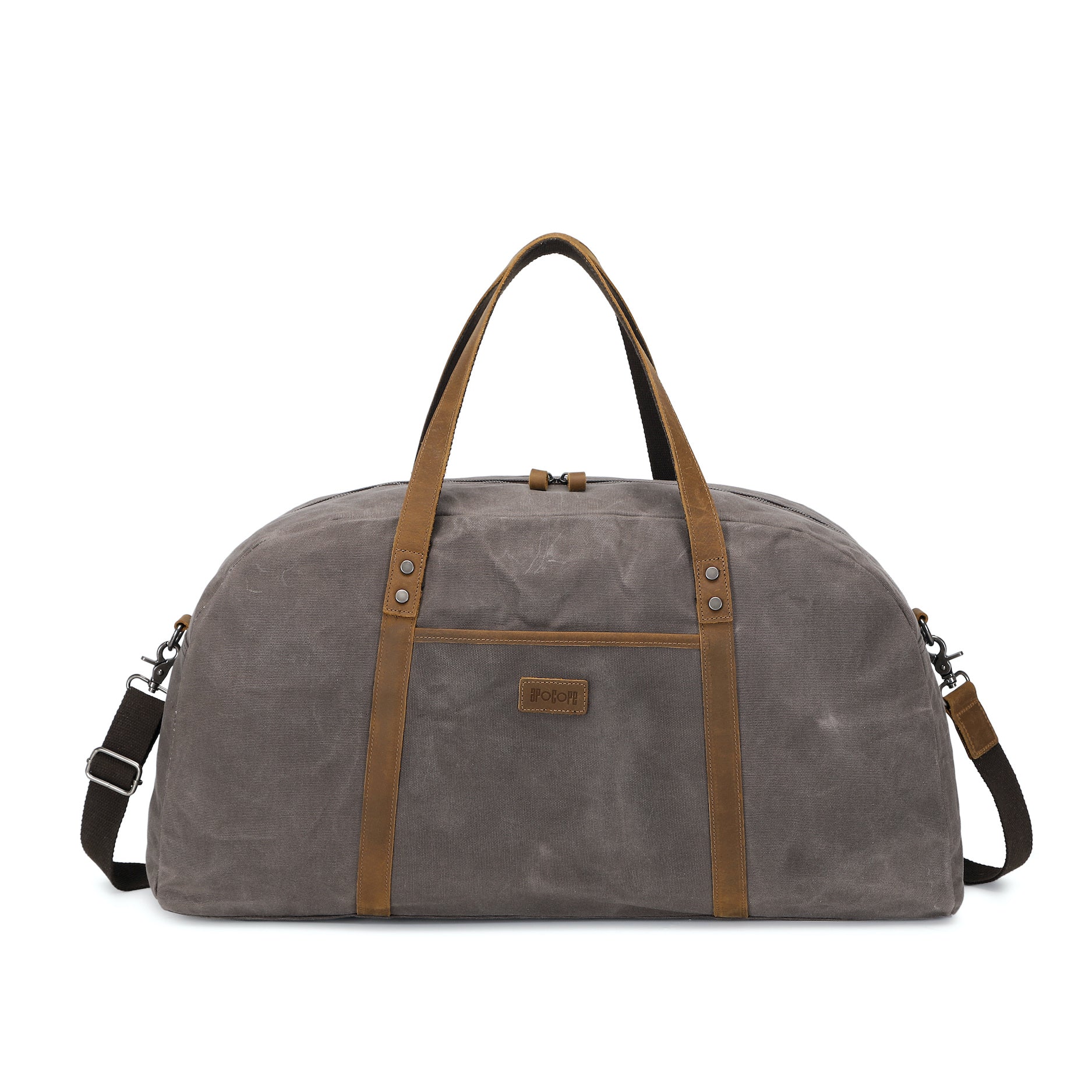 BOB - Sac de voyage en cuir véritable et toile enduite - Gris