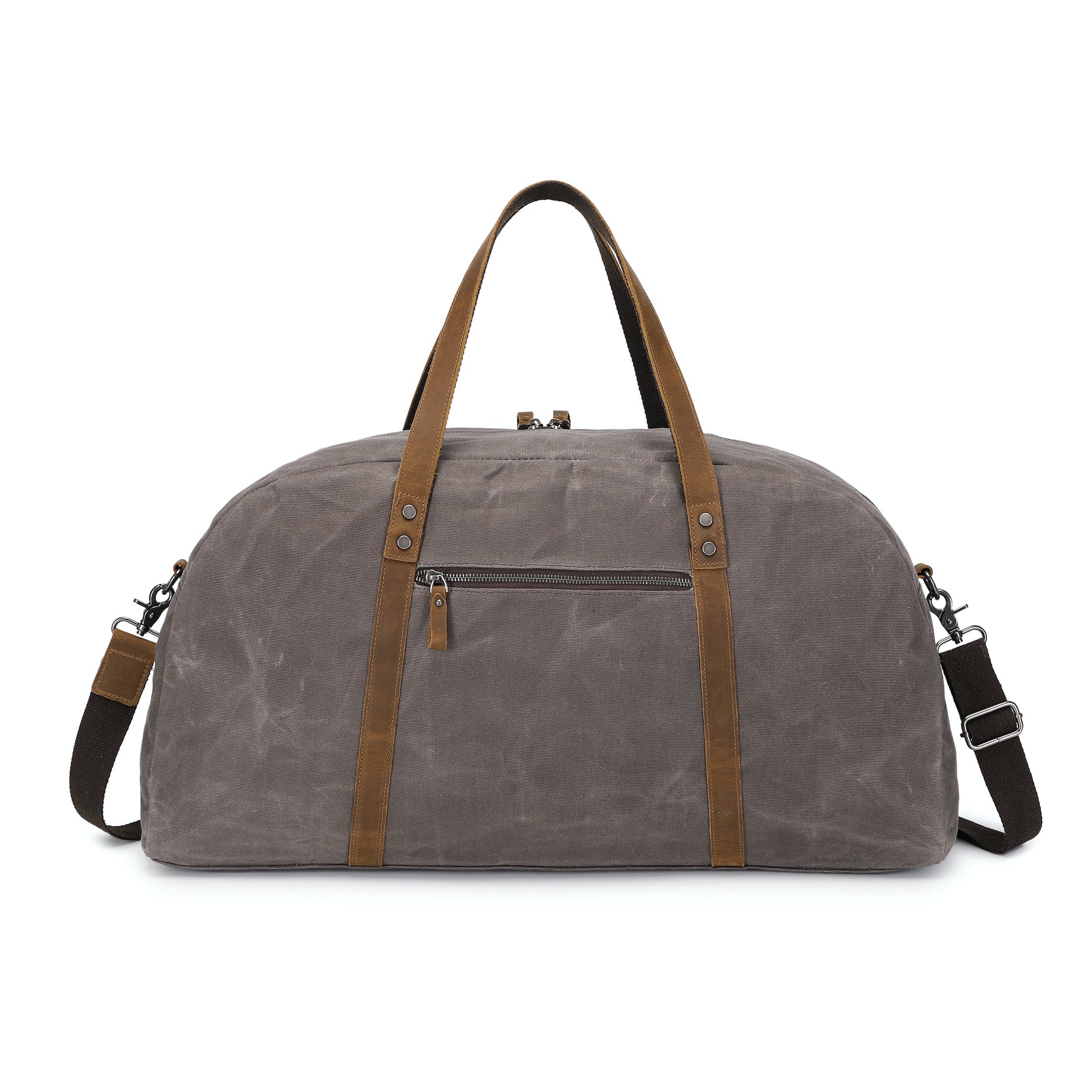 BOB - Sac de voyage en cuir véritable et toile enduite - Gris