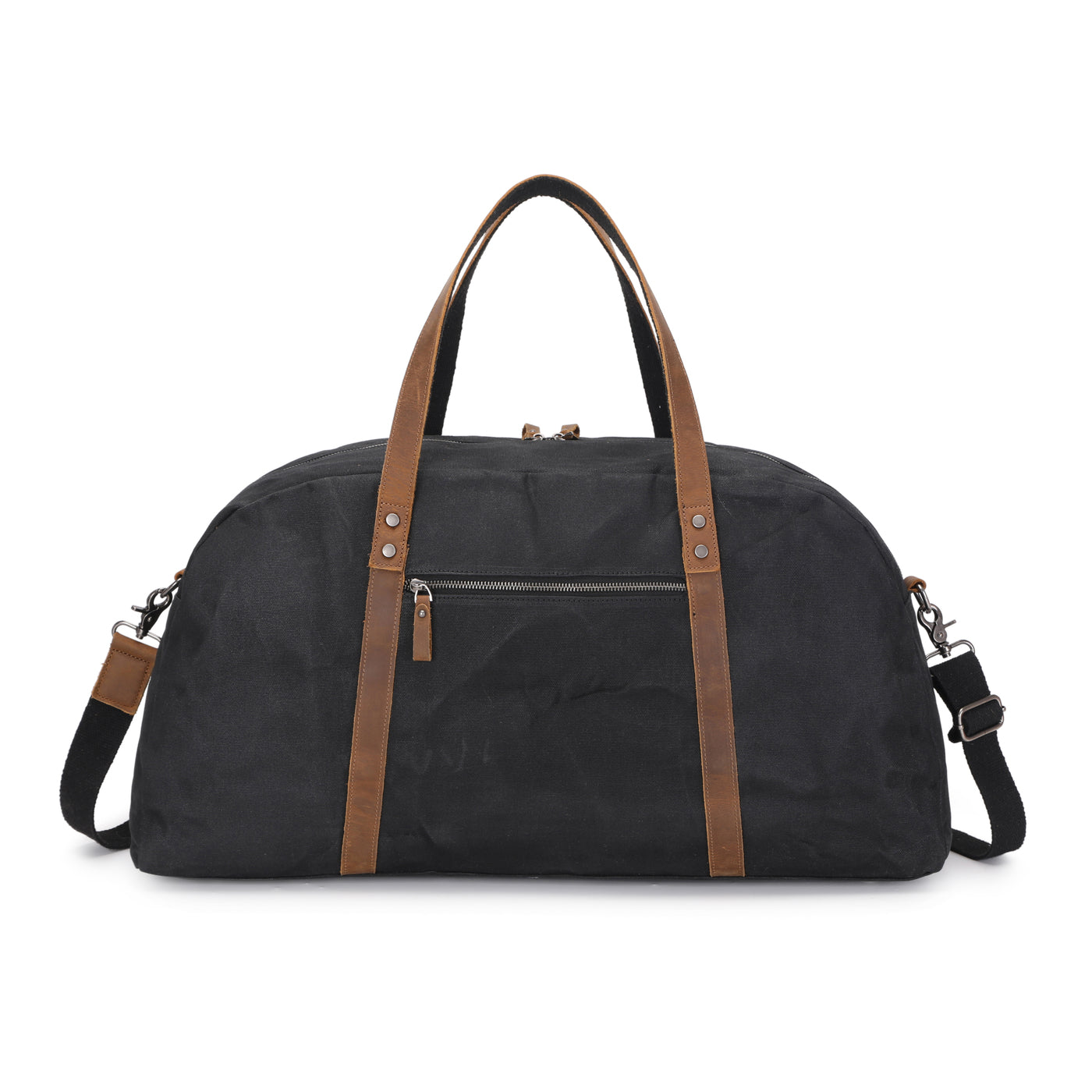 BOB - Sac de voyage en cuir véritable et toile enduite - Noir