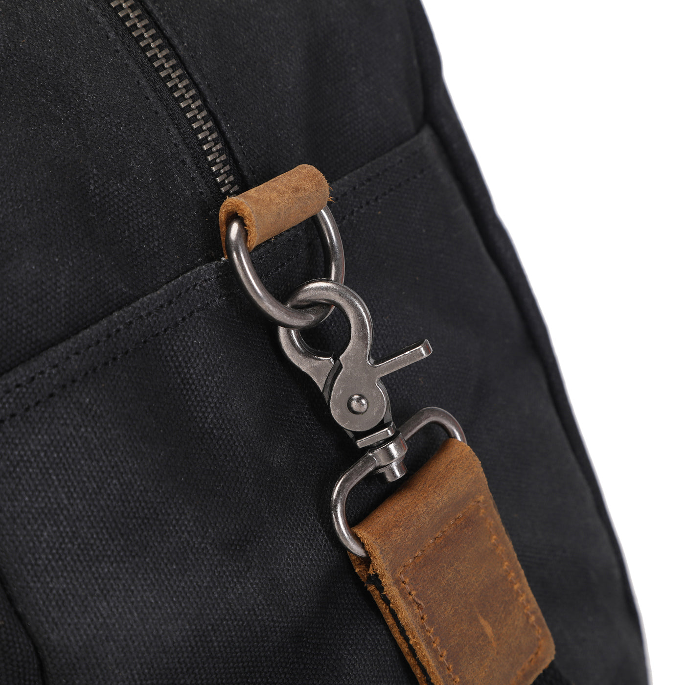 BOB - Sac de voyage en cuir véritable et toile enduite - Noir