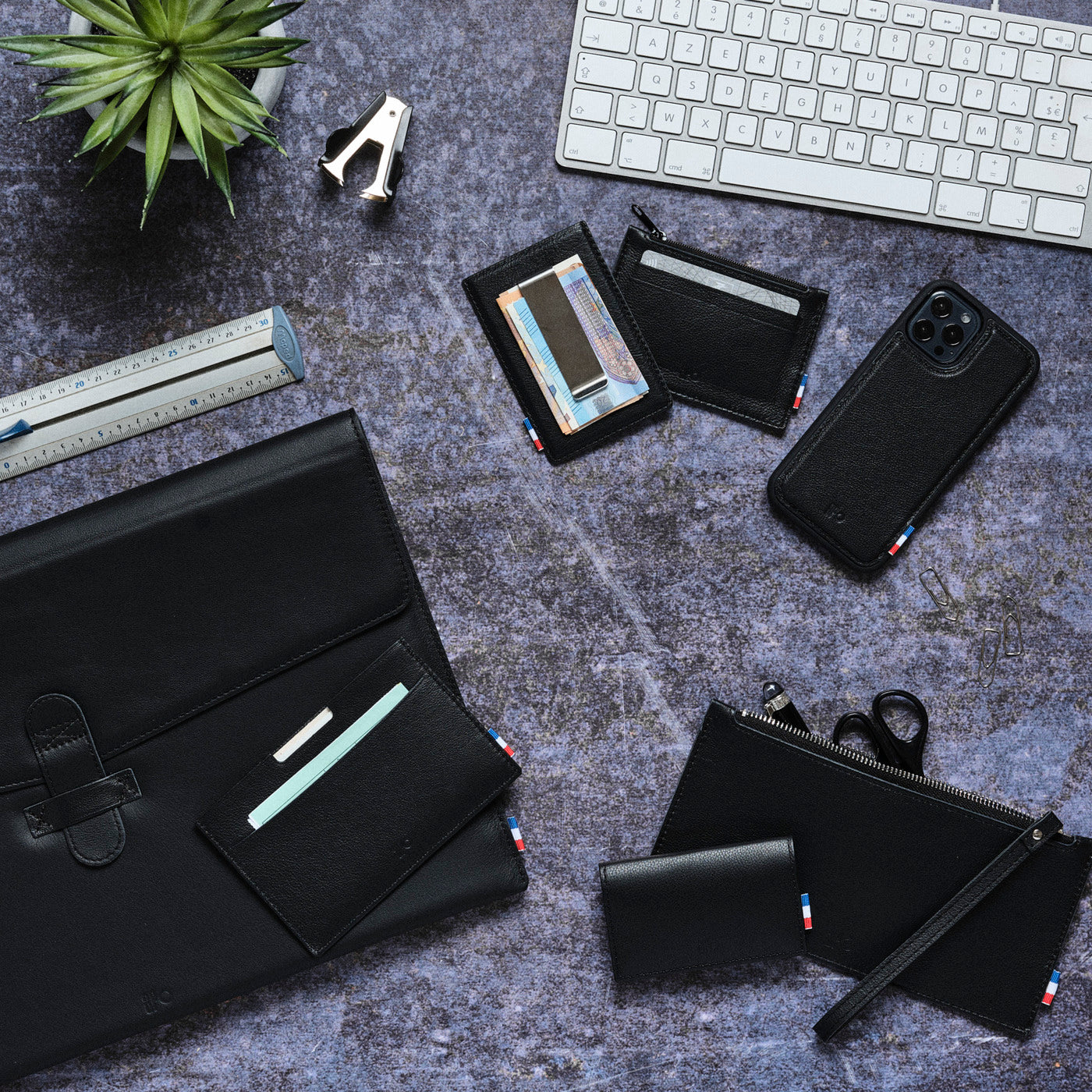 NICO - Trousse en cuir grainé - noir