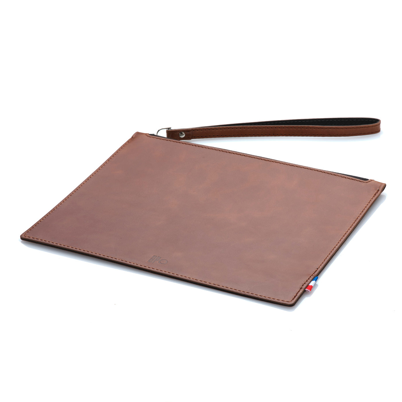 ALEX - Pochette en cuir patiné - Chocolat