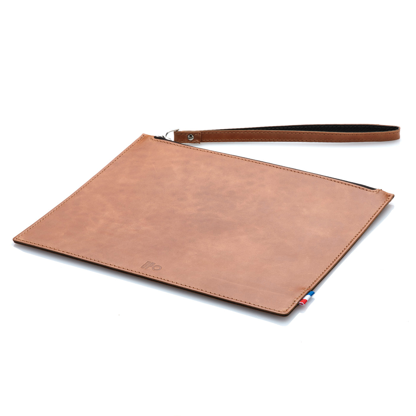 ALEX - Pochette en cuir patiné - Cognac