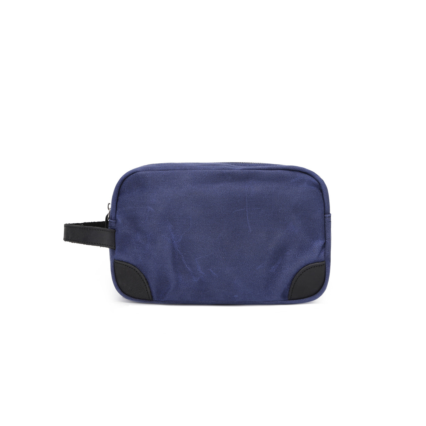 TOM - Trousse de toilette en cuir véritable et toile enduite - Bleu