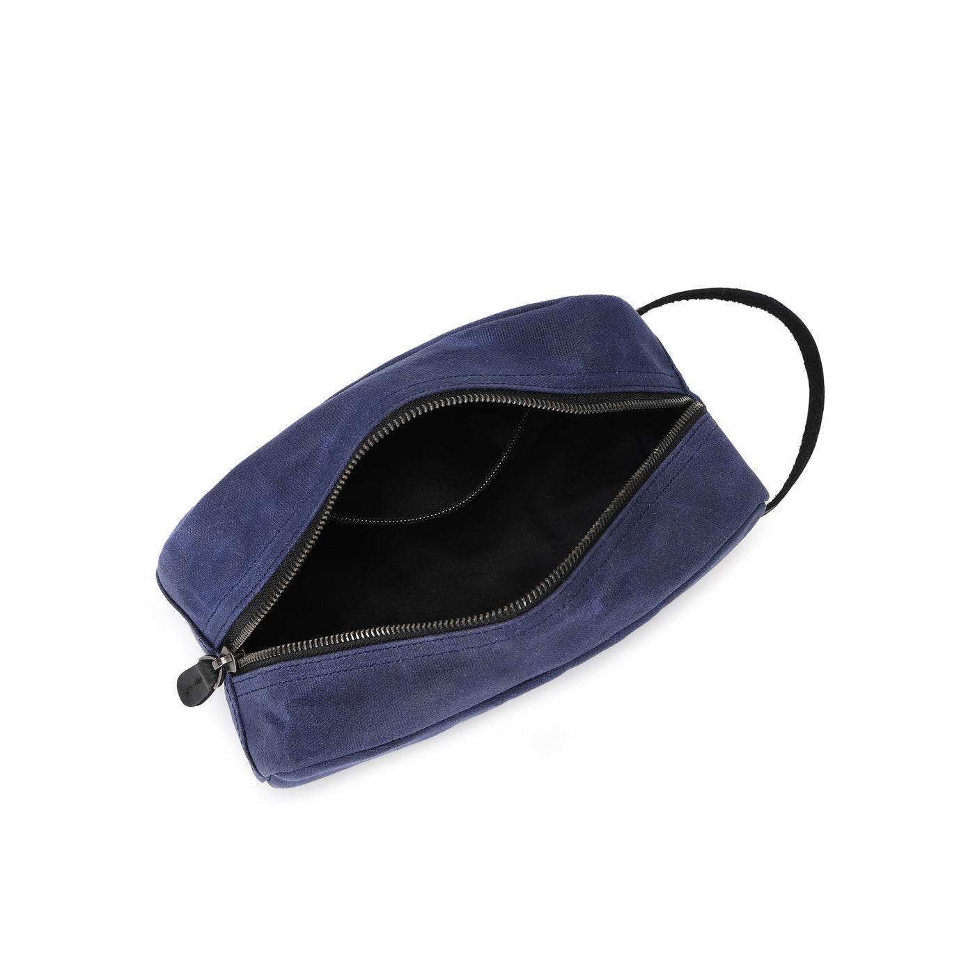 TOM - Trousse de toilette en cuir véritable et toile enduite - Bleu