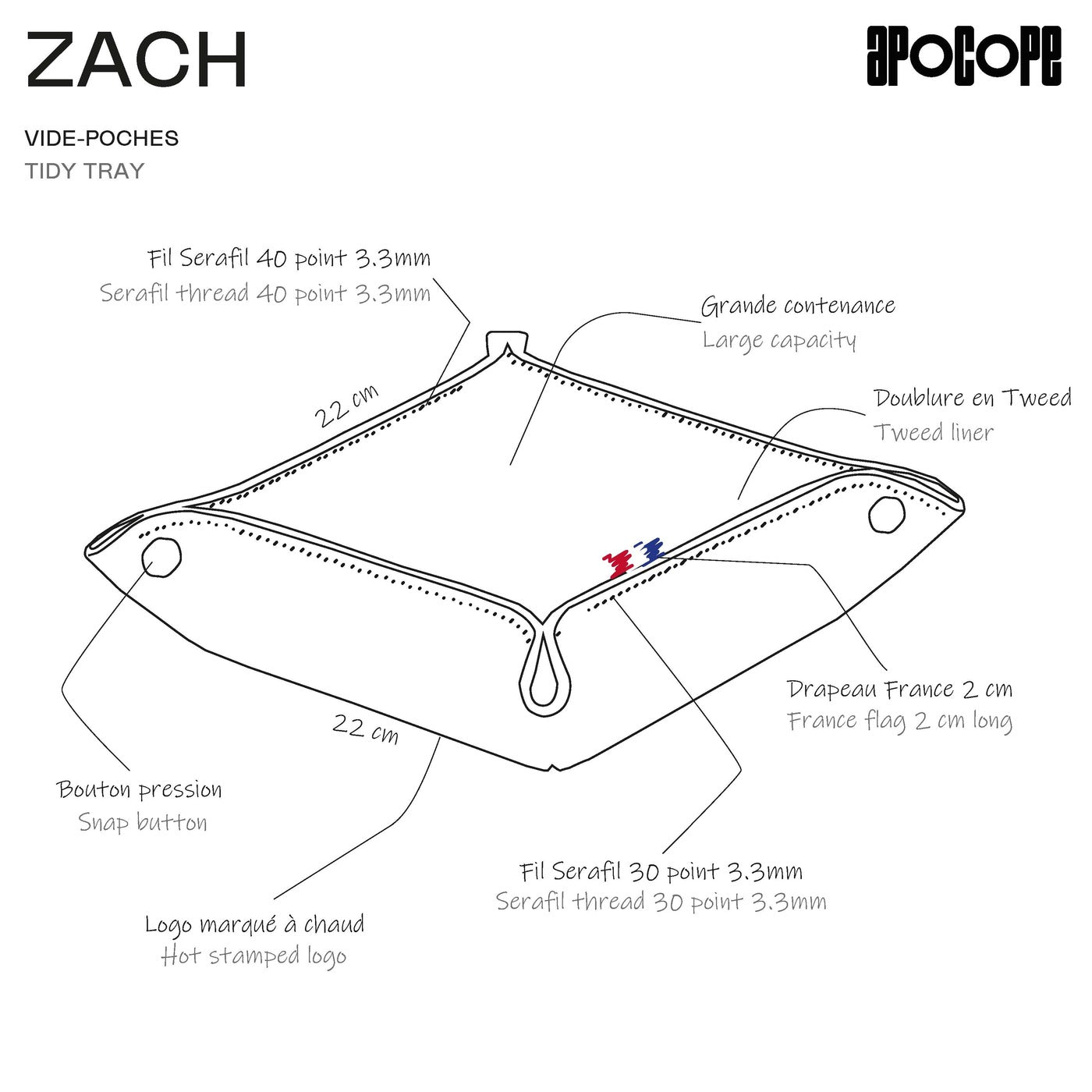 ZACH - Vide-poches en cuir patiné - Chocolat