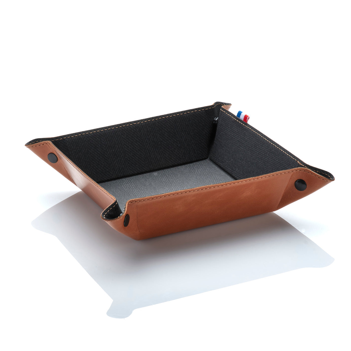 ZACH - Vide-poches en cuir patiné - Cognac