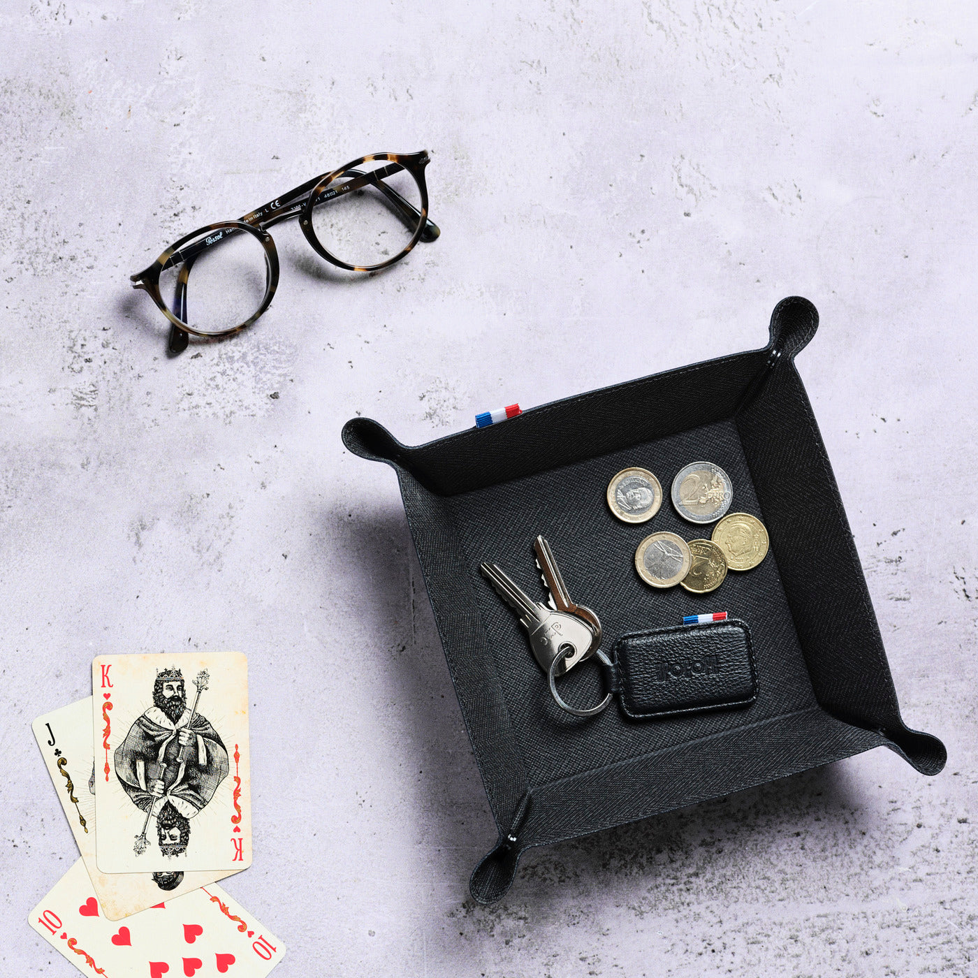 ZACH - Vide-poches en cuir grainé - noir