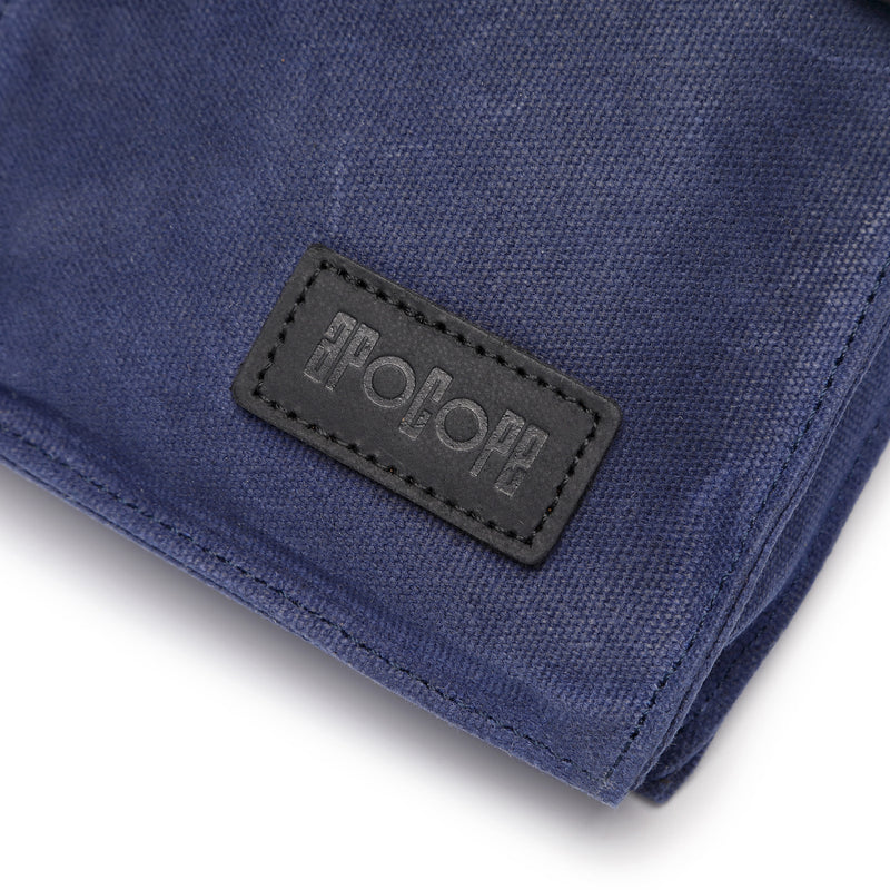 VAL - Pochette bandoulière en cuir véritable et toile enduite - Bleu